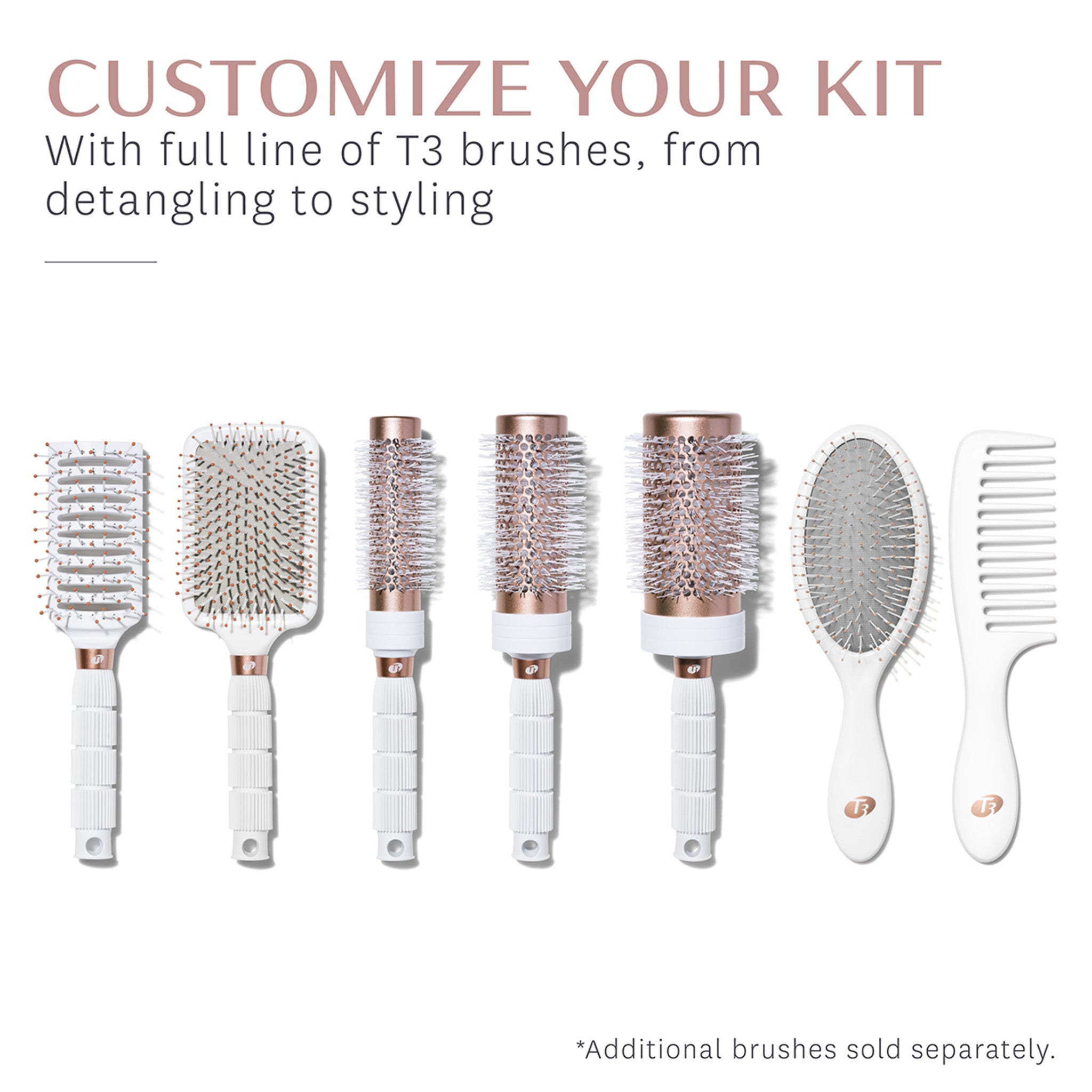 T3 Dry Vent Brush - Hair Styling Tool for Detangling & Volume - Perfect for Home & Salon Use