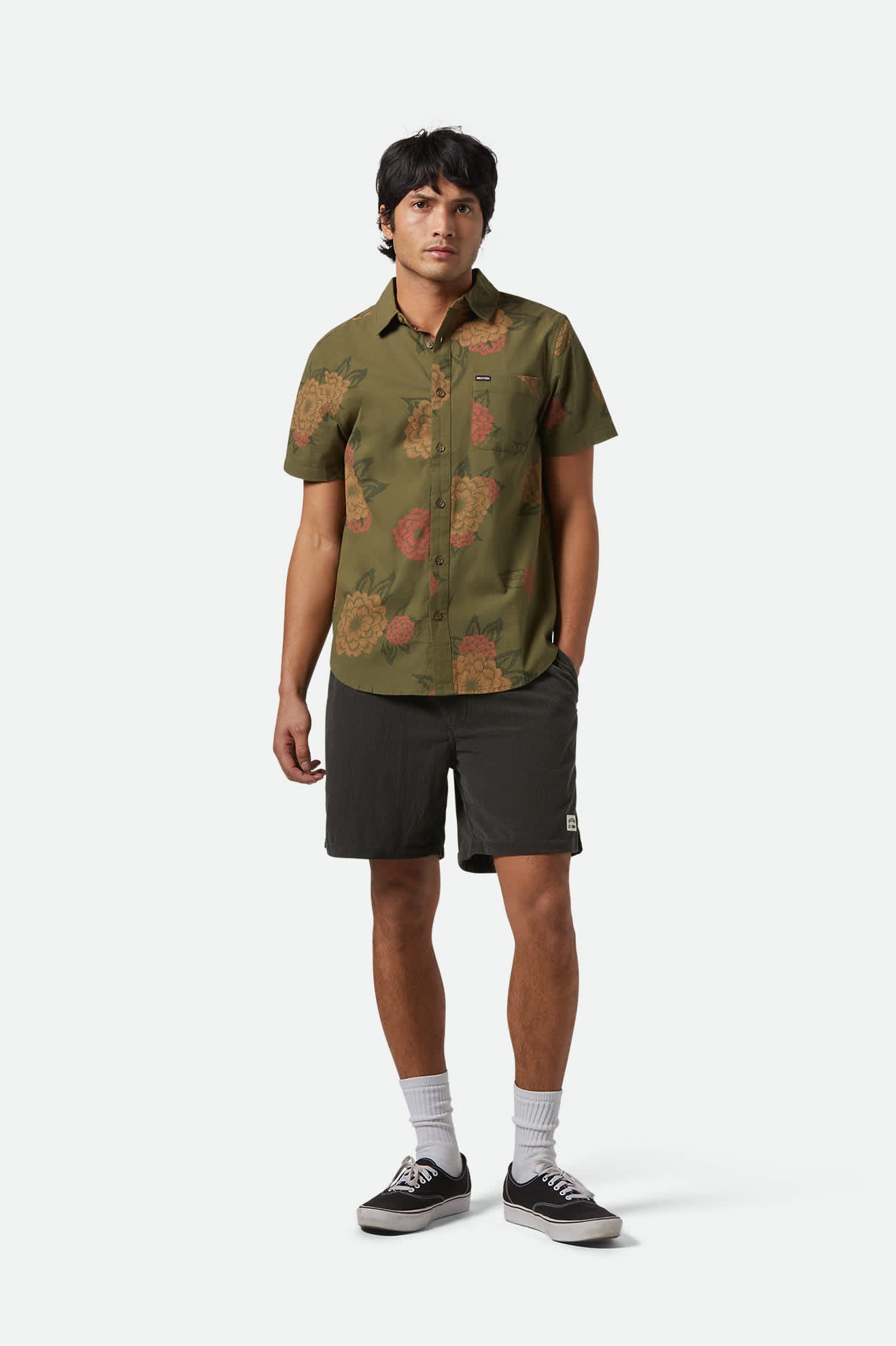 Charter Print Short Sleeve Shirt - Ivy Green Painterly Floral Design | Casual Summer Wear for Men & Women