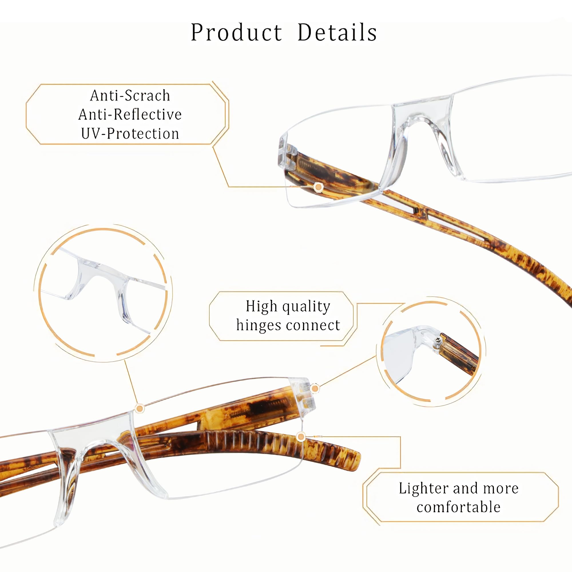 LifeArt 2/4 Pairs Blue Light Blocking Reading Glasses - Anti Eye Strain Computer Glasses for Men & Women with Rectangle Frame - Perfect for Office Work, Gaming & Screen Time