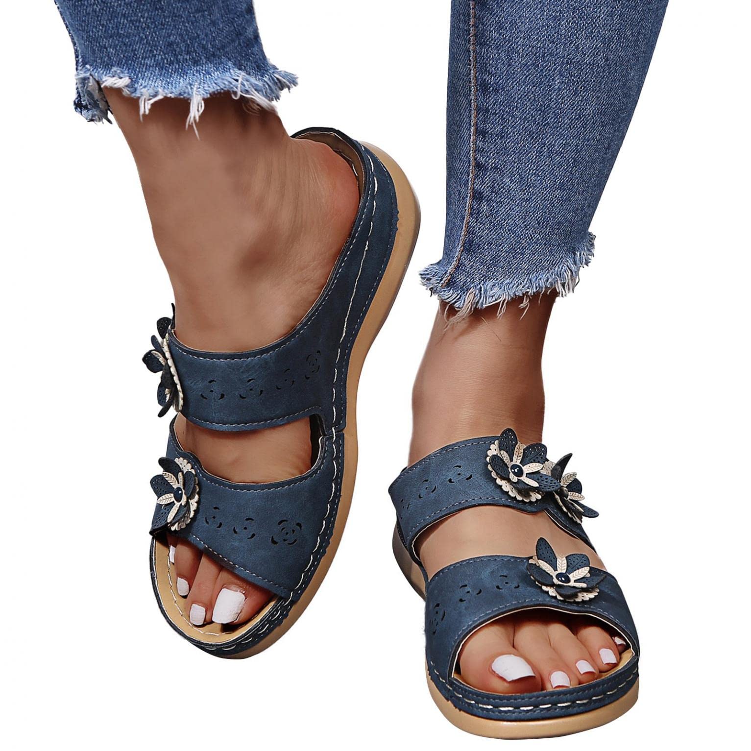 Women's Arch Support Walking Sandals - Comfortable Soft Casual Beach Sandals with Orthotic Support | Perfect for Travel, Hiking & Summer Outdoor Activities