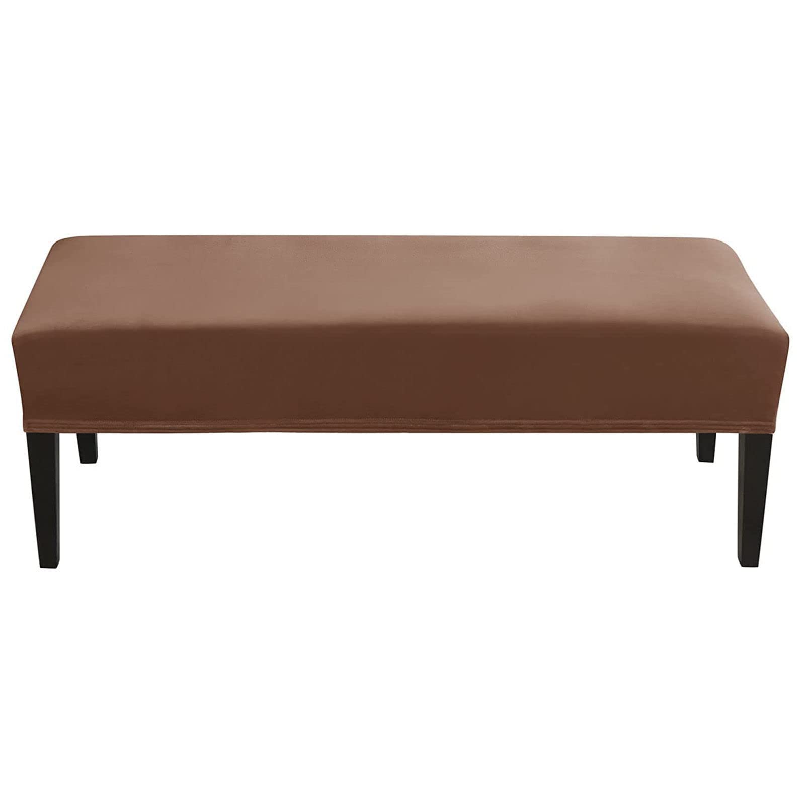 1-Piece Velvet Dining Room Bench Cover - Stretch Removable Upholstered Slipcover, Super Fit Washable Sofa Bench Protector for Living Room, Dining Room, Entryway - Dark Brown - Large Size