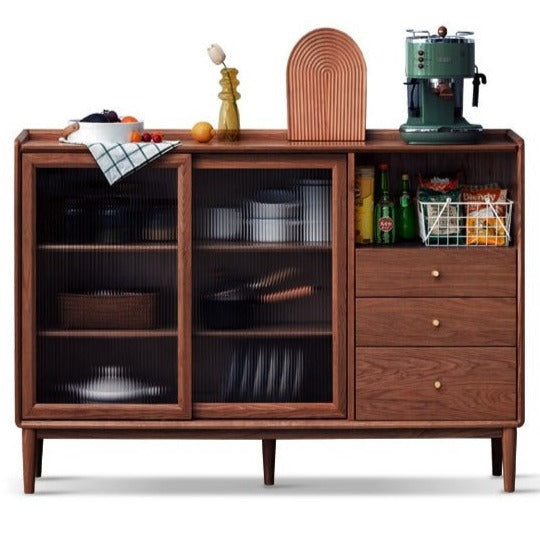 Premium Solid Wood Sideboard with Sliding Doors - Oak, Ash, Black Walnut & Cherry Options - Perfect for Dining Room Storage & Living Room Organization