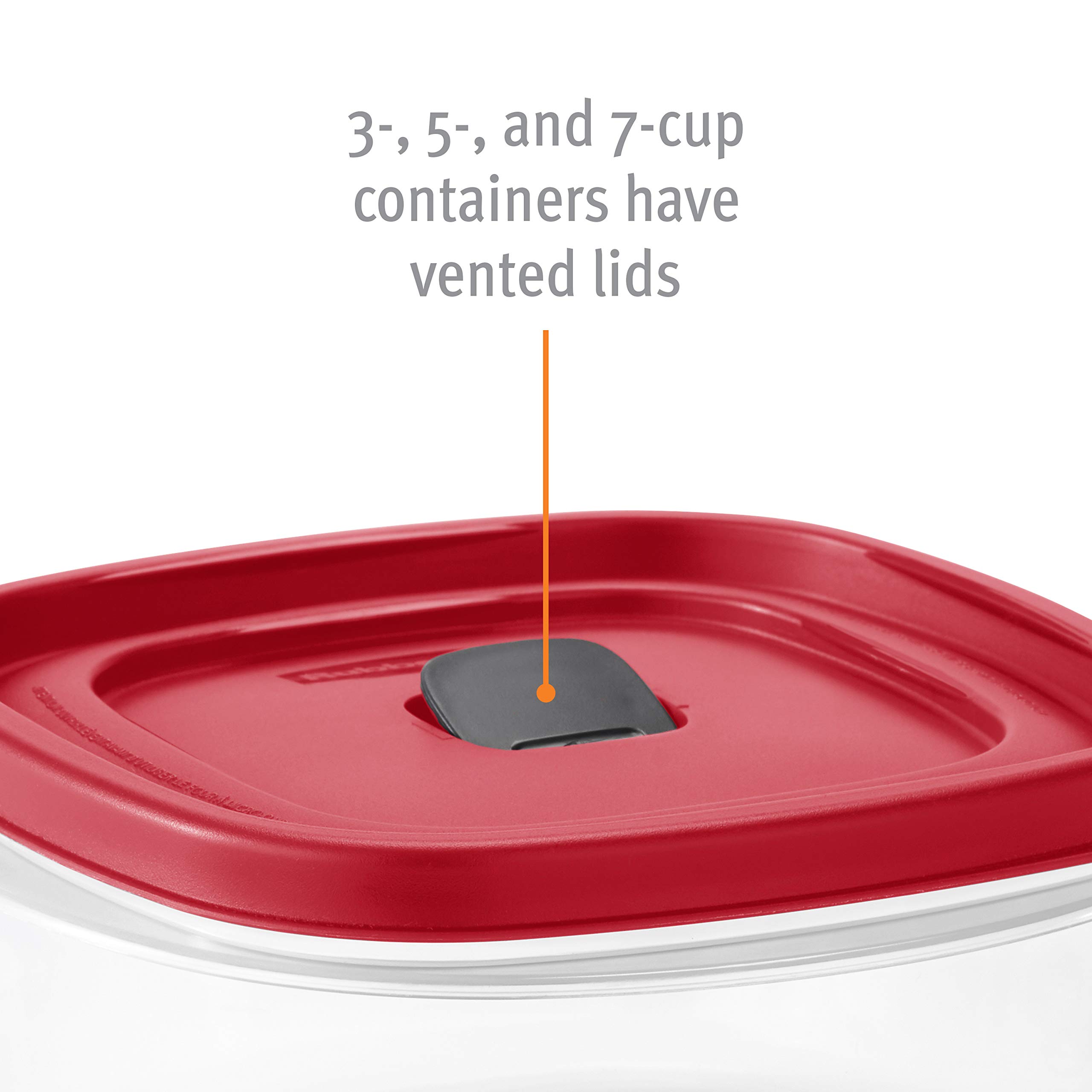 Rubbermaid® 7-Cup Vented Easy Find Lid Food Storage Containers - 3-Pack, Racer Red | Airtight & Stackable for Pantry, Fridge & Meal Prep