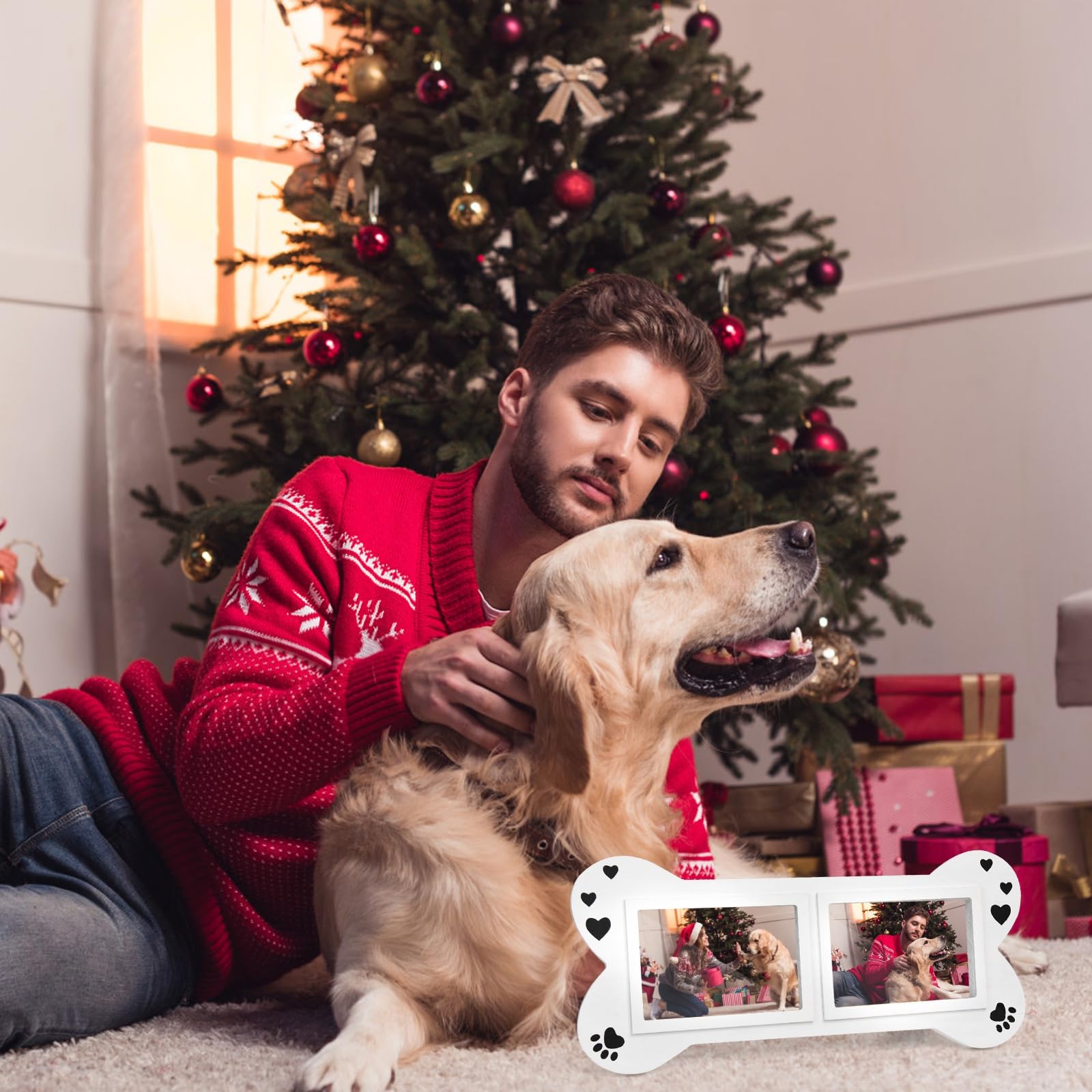 Timoo 4x6 Wooden Dog Picture Frame - Double Collage Photo Display for Pet Lovers | Perfect Christmas Gift for Dog Moms & Women | Elegant White Home Decor | Ideal for Living Room, Bedroom or Office Display