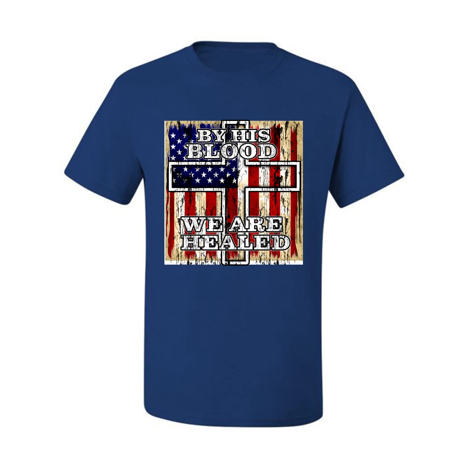 Inspirational Christian Men's T-Shirt - By His Blood We Are Healed for Church & Worship