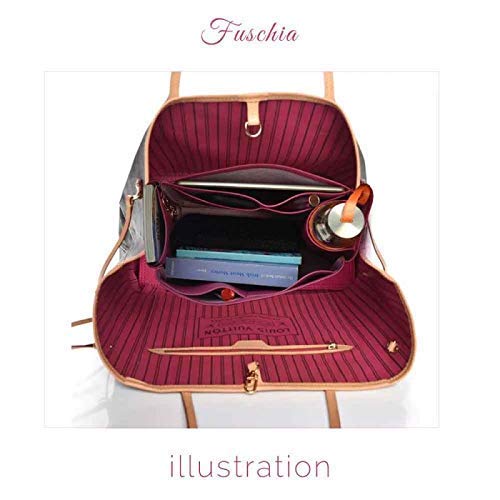 Stylish Vegan Leather Handbag Organizer in Fuchsia Pink - Perfect Fit for Louis Vuitton Neverfull MM & Other Designer Totes | Travel, Work & Daily Use Organizer