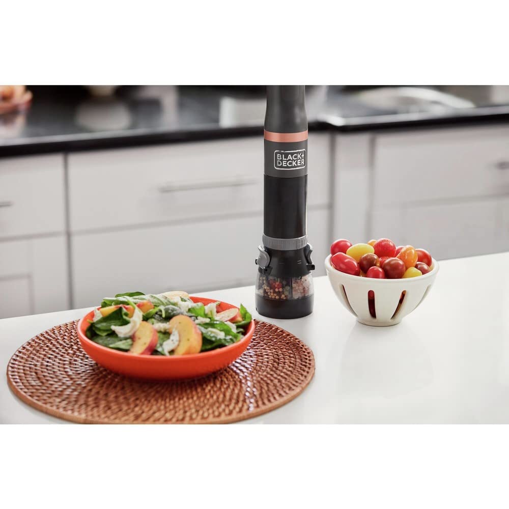 BLACK+DECKER Kitchen Wand Attachment Salt and Pepper Grinder - Adjustable Coarseness, Battery Powered Spice Mill (BCKM101SP) - Perfect for Cooking, Baking & Seasoning Dishes