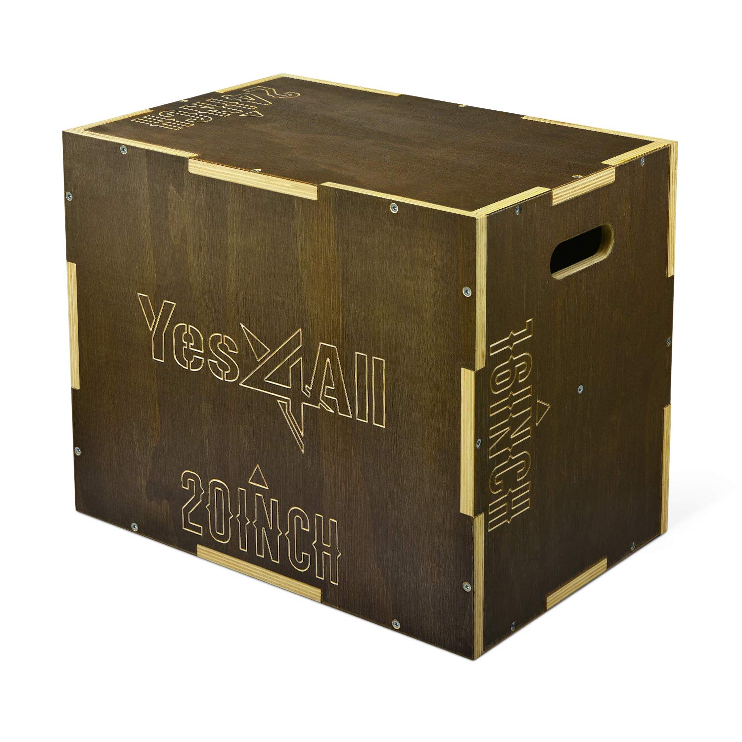 Yes4All 3-in-1 Wooden Plyo Box for CrossFit, Home Gym & Outdoor Workouts - 450 lbs Weight Capacity Jump Box for Plyometric Training, Box Jumps & Step Ups | Perfect for HIIT, Cardio & Strength Exercises