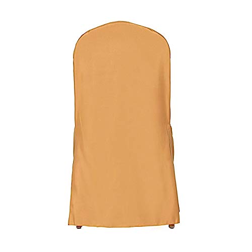 50 pcs Gold Banquet Chair Covers - Washable Polyester Slipcovers for Dining Chairs, Removable Seat Protectors for Weddings, Parties & Events - Elegant Table Setting & Home Decor Accessories
