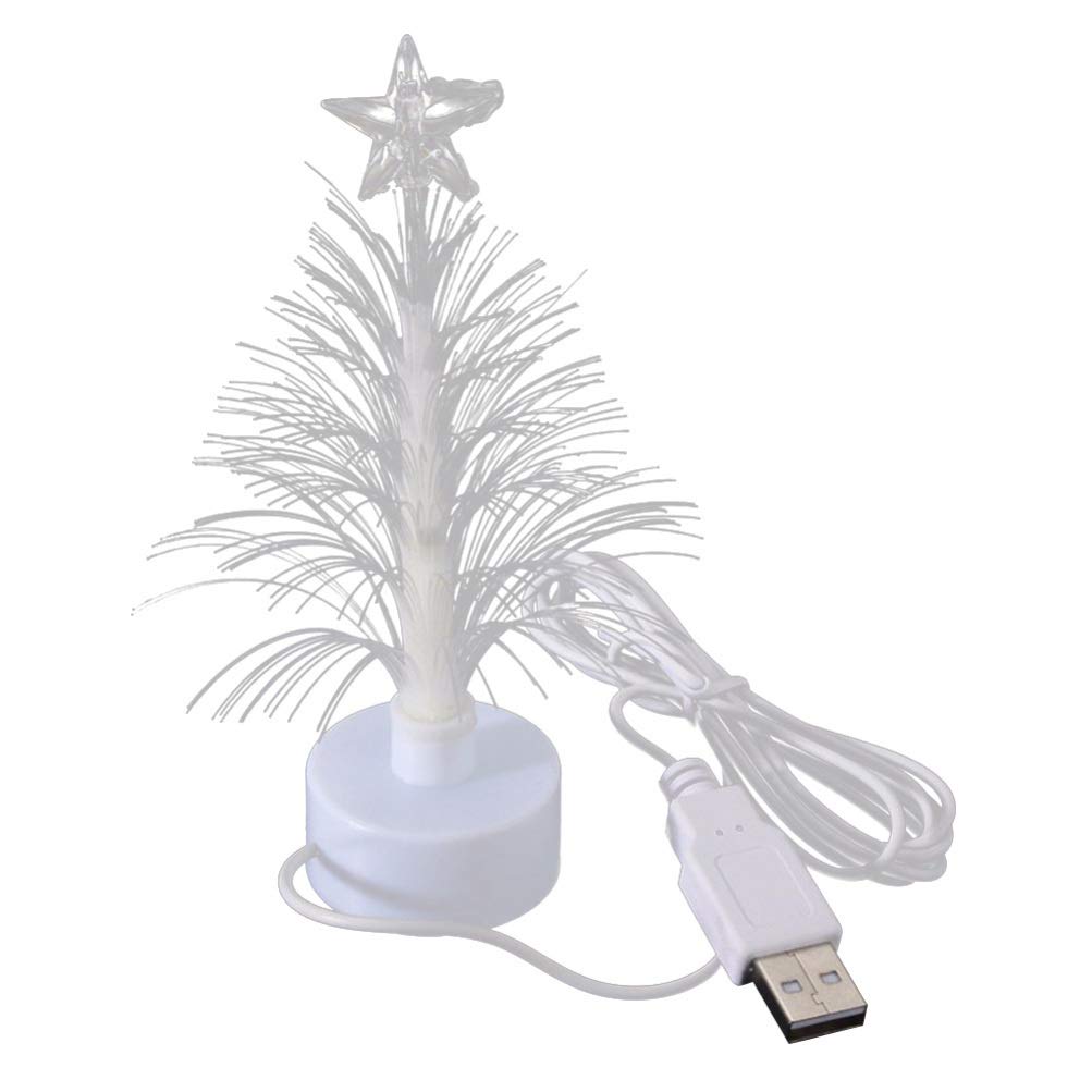 SOLUSTRE White Christmas Tree Night Light with Color Changing & USB Connection - Fiber Optic Lamp for Indoor Holiday Decor, Home & Office Christmas Decoration | Perfect for Bedroom, Living Room, Party & Festive Ambiance