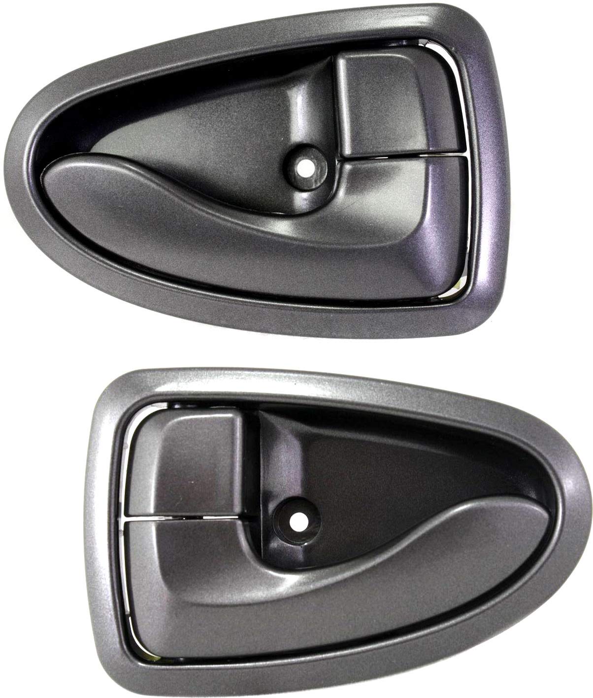 Evan-Fischer Interior Door Handles - Set of 2 Front/Rear Left & Right Side Plastic Gray with Lock Button | Compatible with Multiple Car Models | Perfect for DIY Car Interior Repair and Replacement