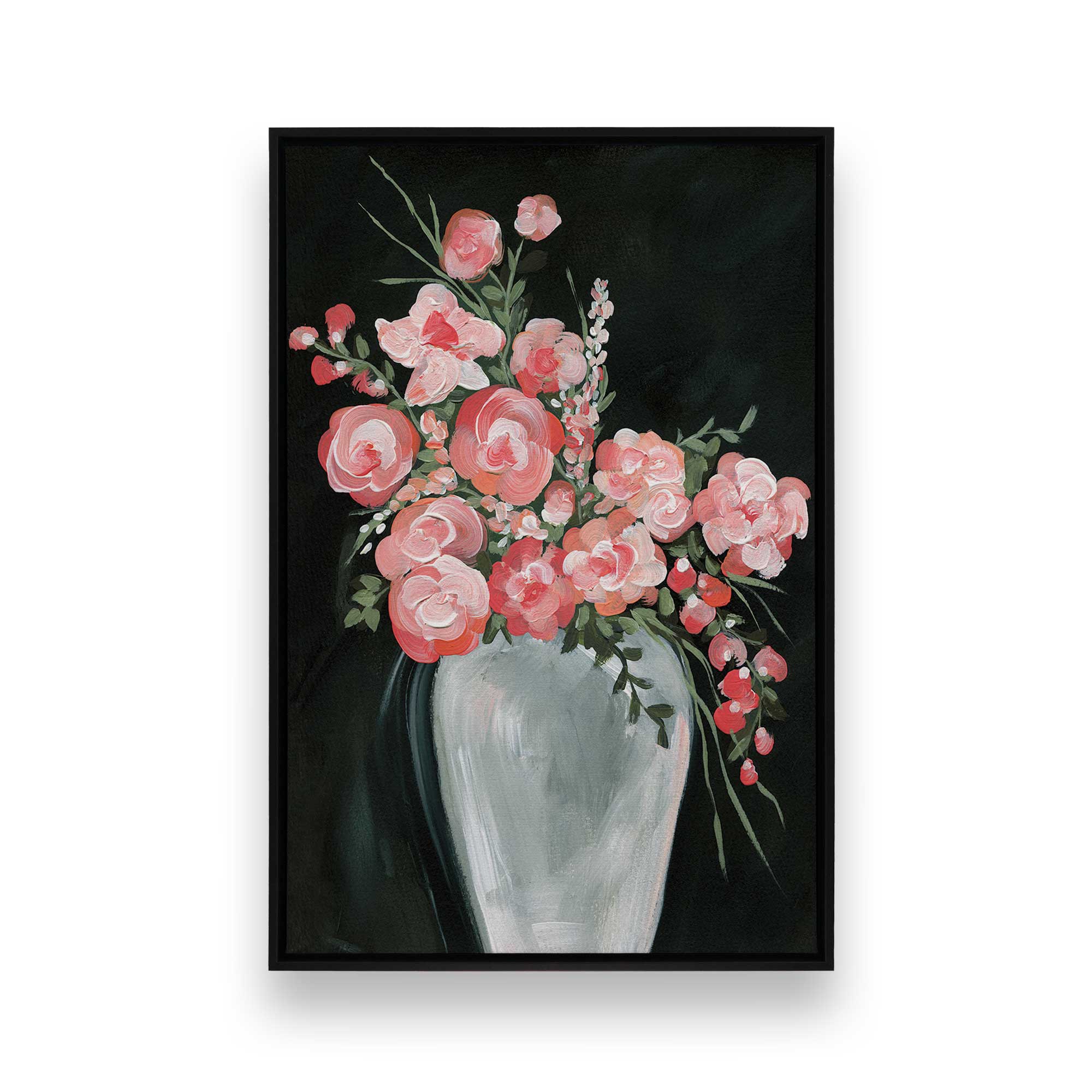 Delicate Coral Blossoms II Canvas Wall Art Print - Tropical Floral Home Decor for Living Room, Bedroom & Office