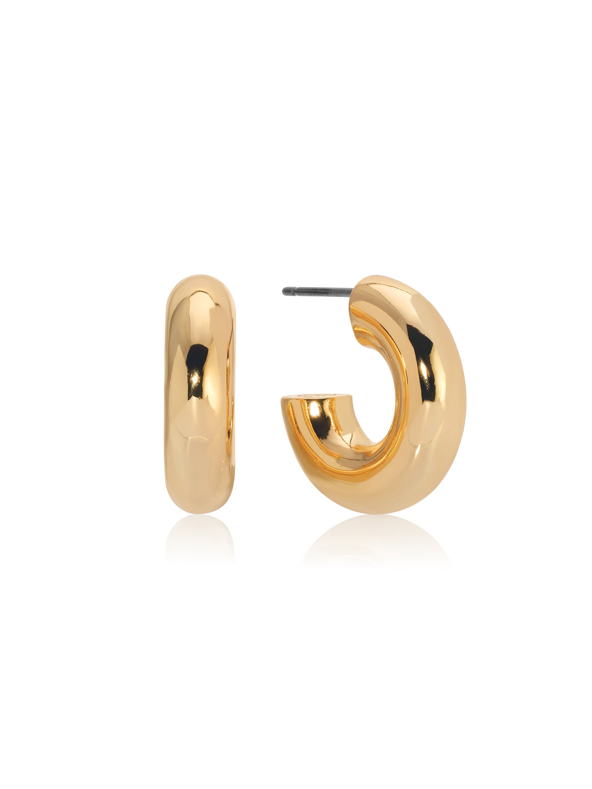 Mini Thick Classic Hoops - 14K Gold Plated Small Hoop Earrings for Women, Everyday Wear & Gift Giving