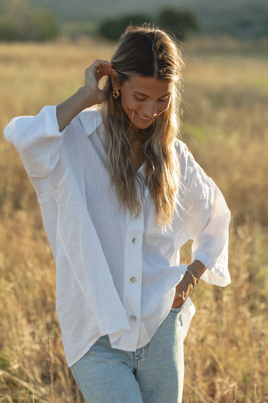 Sea Breeze Washed Linen Top for Women - Soft & Breathable Summer Blouse - Perfect for Beach Vacations, Casual Outings & Boho Style