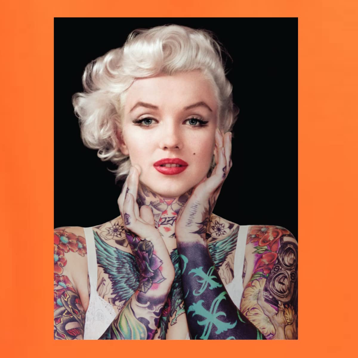 Wild Bobby Marilyn Monroe Tattoo Design Black Pop Culture Unisex Crewneck Graphic Sweatshirt | Vintage Style Streetwear for Men & Women | Perfect for Concerts, Parties & Casual Outfits