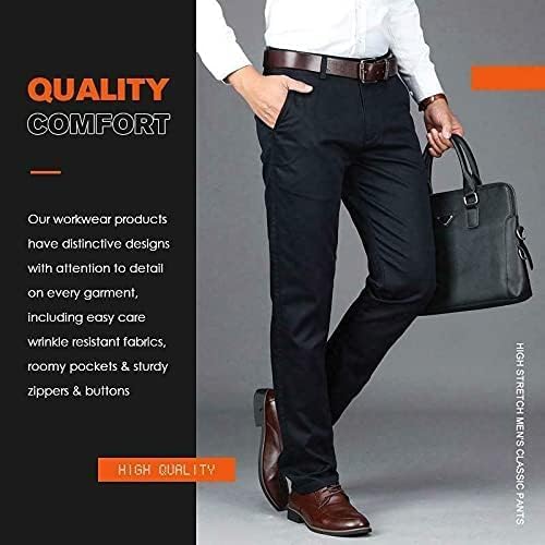 DAYEE High Stretch Men's Classic Pants - Comfortable Slim Fit Dress Pants for Office, Travel & Casual Wear | Breathable & Flexible Work Trousers