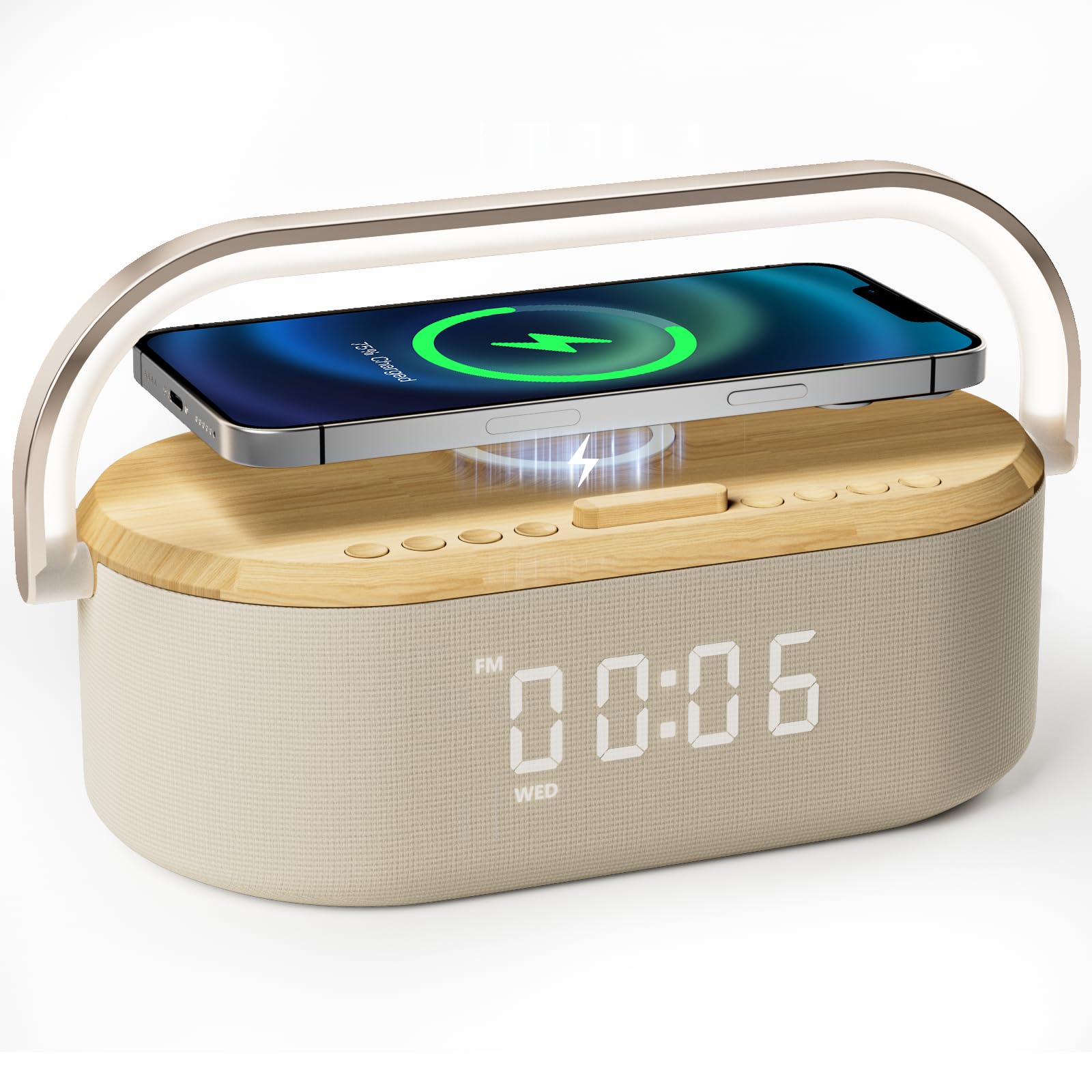 6-in-1 Sound Machine with Alarm Clock | Portable Bluetooth Speaker, Touch Night Light & 10W Fast Wireless Charger | 13 Soothing Sleep Sounds & White Noise Generator | Perfect for Bedroom, Nursery, Office & Travel Gifts