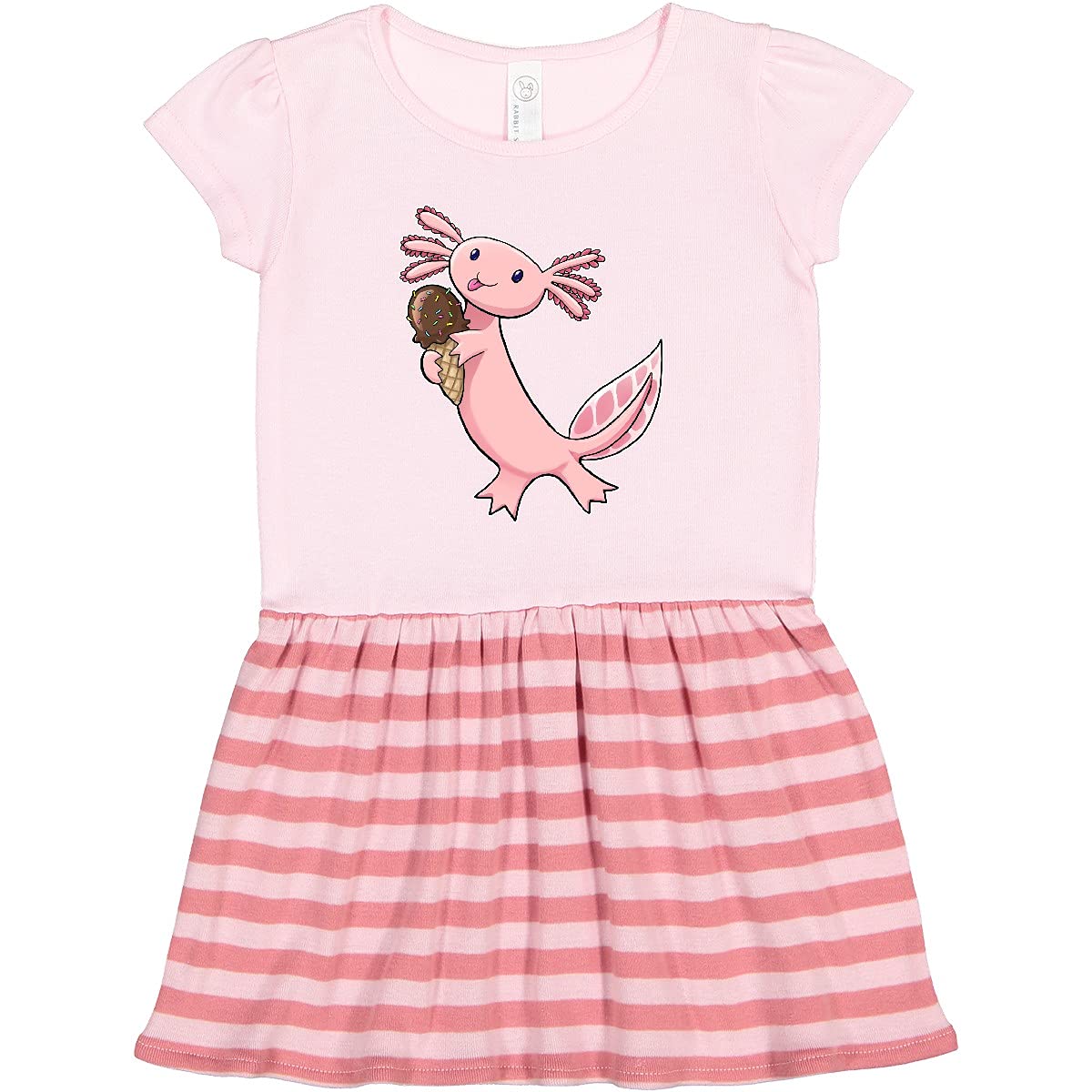 Inktastic Cute Axolotl Eating Ice Cream Toddler Dress - Adorable Kids Outfit for Birthday Parties, Summer Playdates & Family Photos