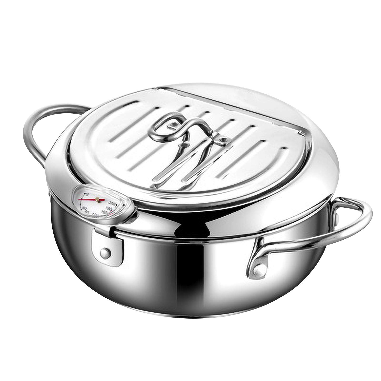 Stainless Steel Mini Air Fryer Basket with Strainer - Temperature Control for Kitchen, Dining & Bar - Perfect for Frying, Roasting, and Reheating Food
