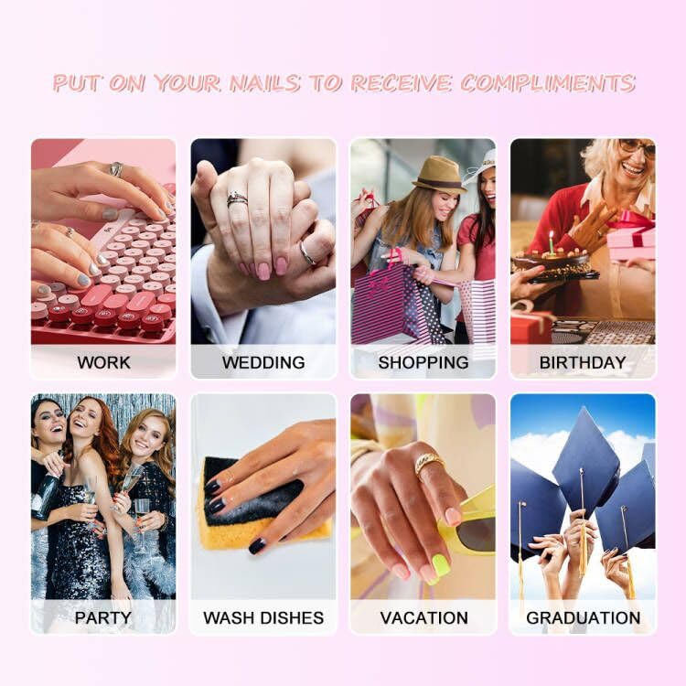 CoolNail Press-On Nails - Natural Nude Pointed Stiletto False Nail Tips, Acrylic Salon Full Cover Artificial Nails with Glue & Stickers | Perfect for Parties, Weddings & Everyday Wear