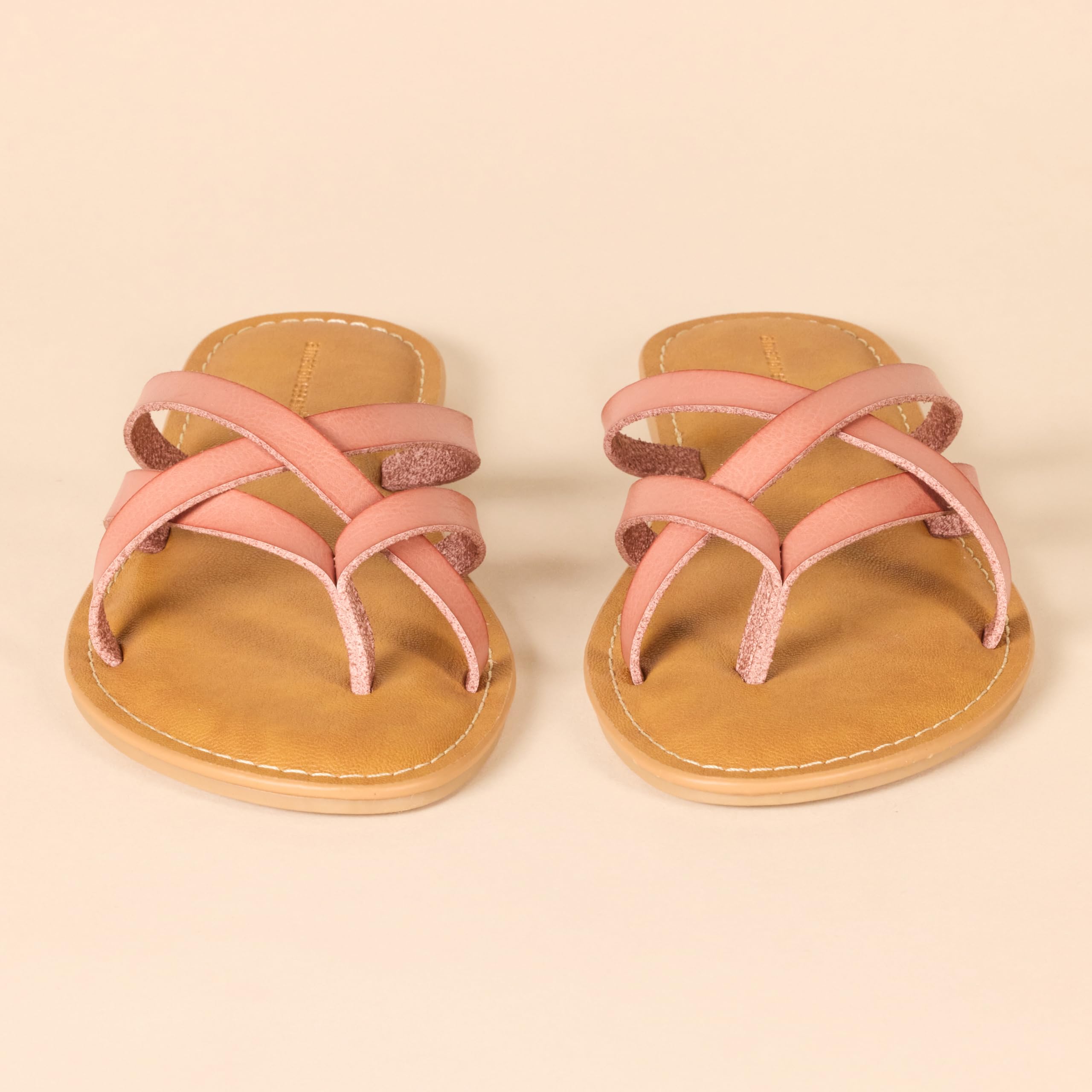 Amazon Essentials Women's Strappy Slide Flat Sandal - Comfortable Summer Casual Shoes for Beach, Pool & Vacation | Lightweight Breathable Slippers for Women