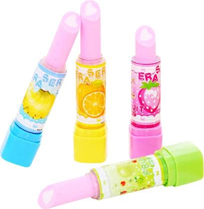 Karic Lipstick-Shaped Rubber Erasers - Pack of 6 - Fun & Practical School & Office Supplies - Perfect for Students, Teachers & Gift Giving