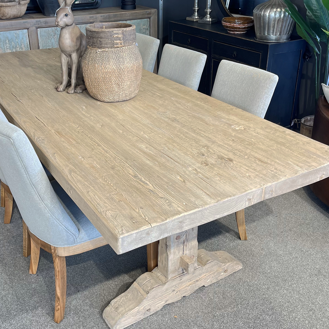 Texas Style 98.4 Inch Dining Table - Perfect for Large Family Gatherings & Farmhouse Kitchen Decor