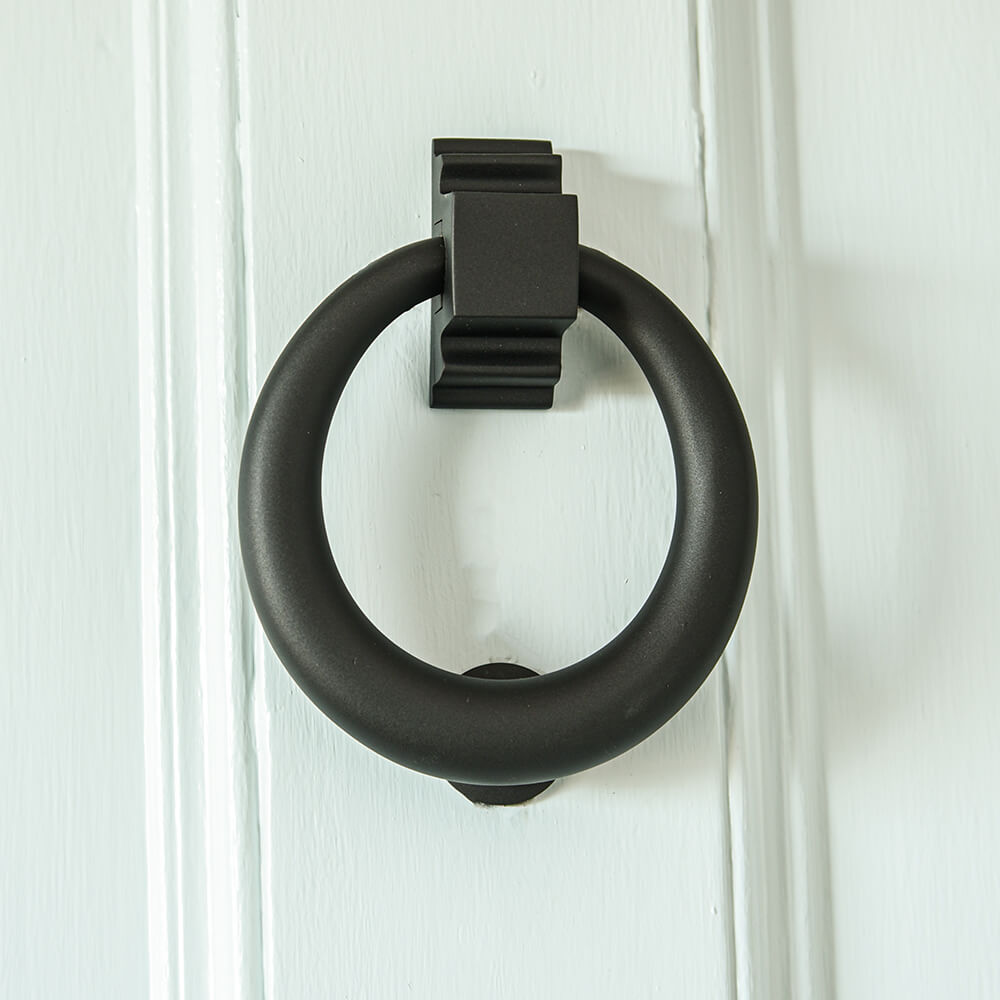 Zero Black Hoop Door Knocker - Classic Matte Black Door Knocker for Home Entryway - Perfect for Farmhouse, Victorian & Traditional Style Houses - Ideal for Front Door Decor & First Impression