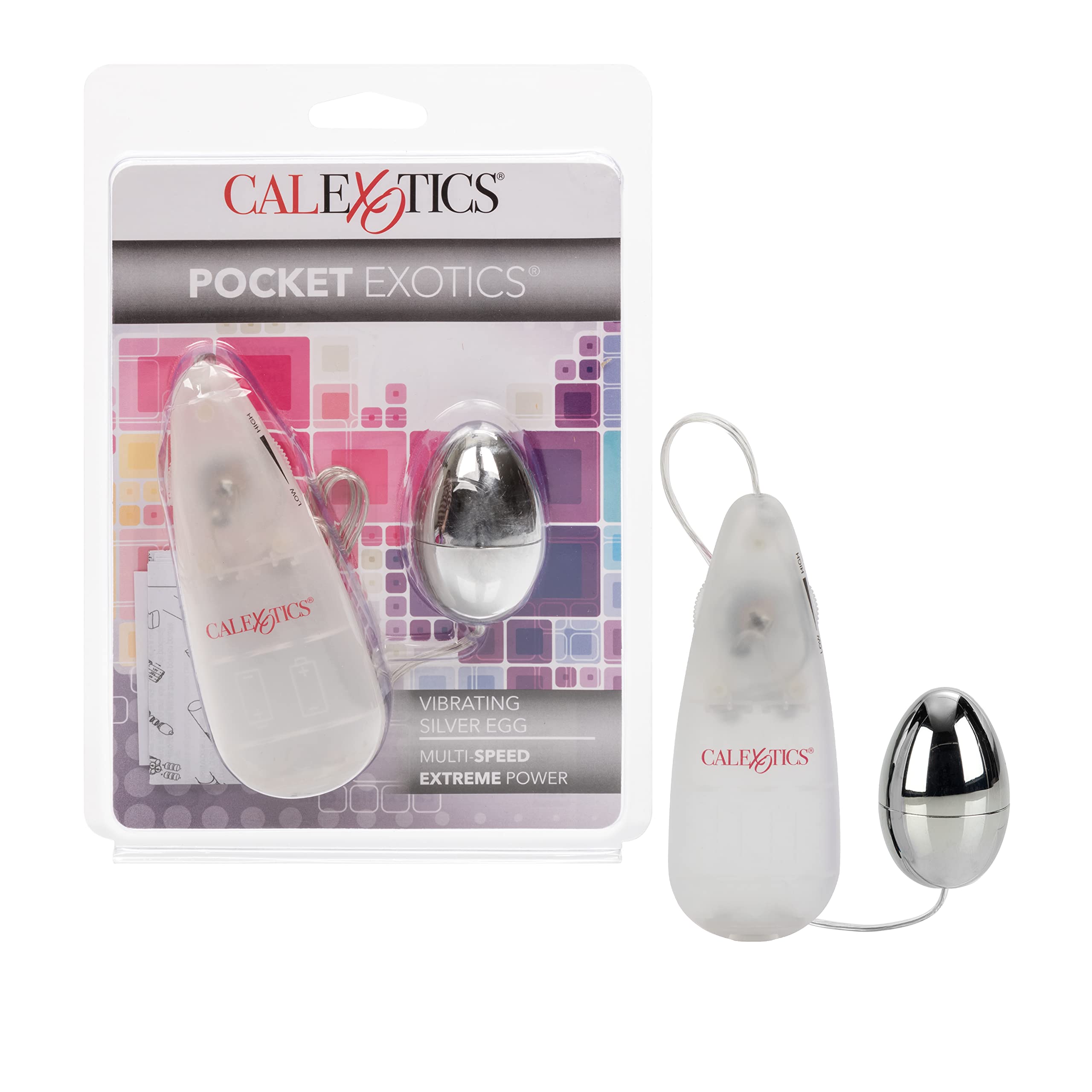 California Exotic Novelties Pocket Exotics Silver Vibrating Egg - Discreet Personal Massager for Adults, Perfect for Couples Play & Solo Pleasure
