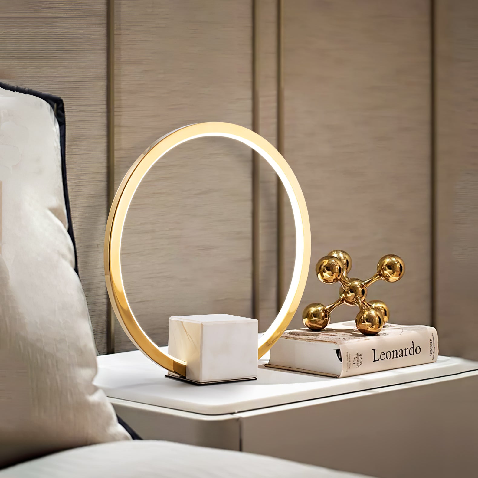 Geneva Table Lamp - Modern LED Bedside Lamp with Adjustable Brightness for Living Room, Bedroom & Office - Warm White & Cool White Light Modes