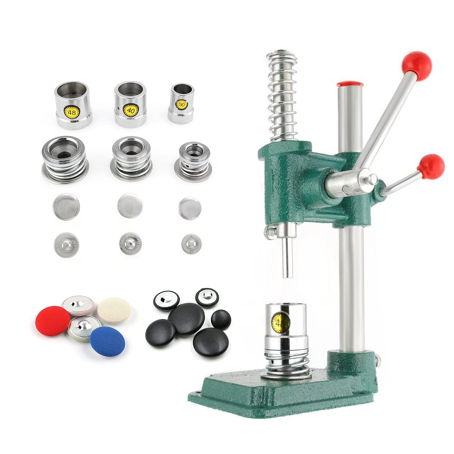 Fabric Covered Button Maker Machine Kit - DIY Handmade Button Press Tool with 300 Pcs Buttons & 3 Molds (18/25/30mm) for Clothing, Upholstery, Doll Making - Perfect for Sewing Projects, Costume Design & Crafting