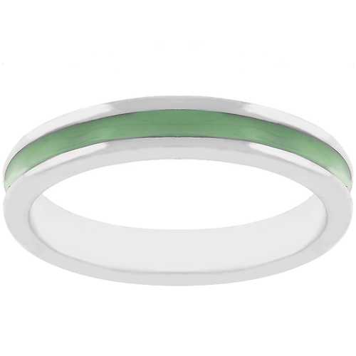 Olive Green Enamel Eternity Ring for Women - Durable Sterling Silver Stackable Band - Perfect for Anniversary, Wedding, Valentine's Day Gift & Everyday Wear