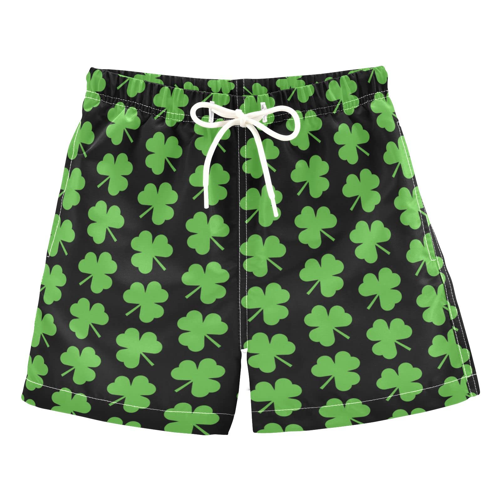 **Boys' Four-Leaf Clover Swim Trunks - Quick-Dry Board Shorts for Swimming, Surfing & Beach Fun - Hawaii Vacation Essentials**    *Perfect for pool parties, beach outings, and summer adventures!*