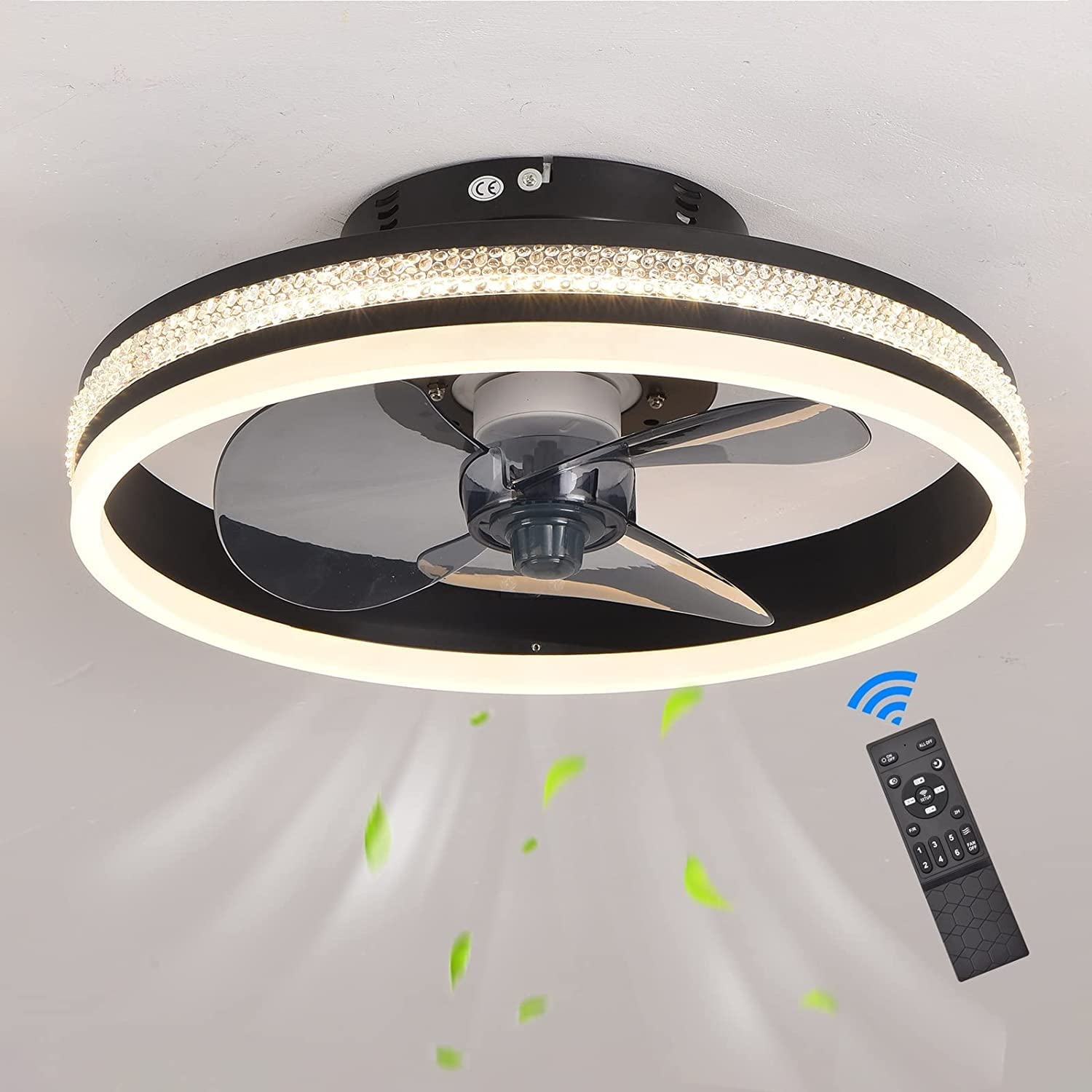 Modern LED Dimmable Ceiling Fan with Light - Remote Control & Timer, Gold/Black Finish - Perfect for Living Room, Bedroom, Kitchen & Dining Room - Energy Efficient Cooling & Ambient Lighting Solution