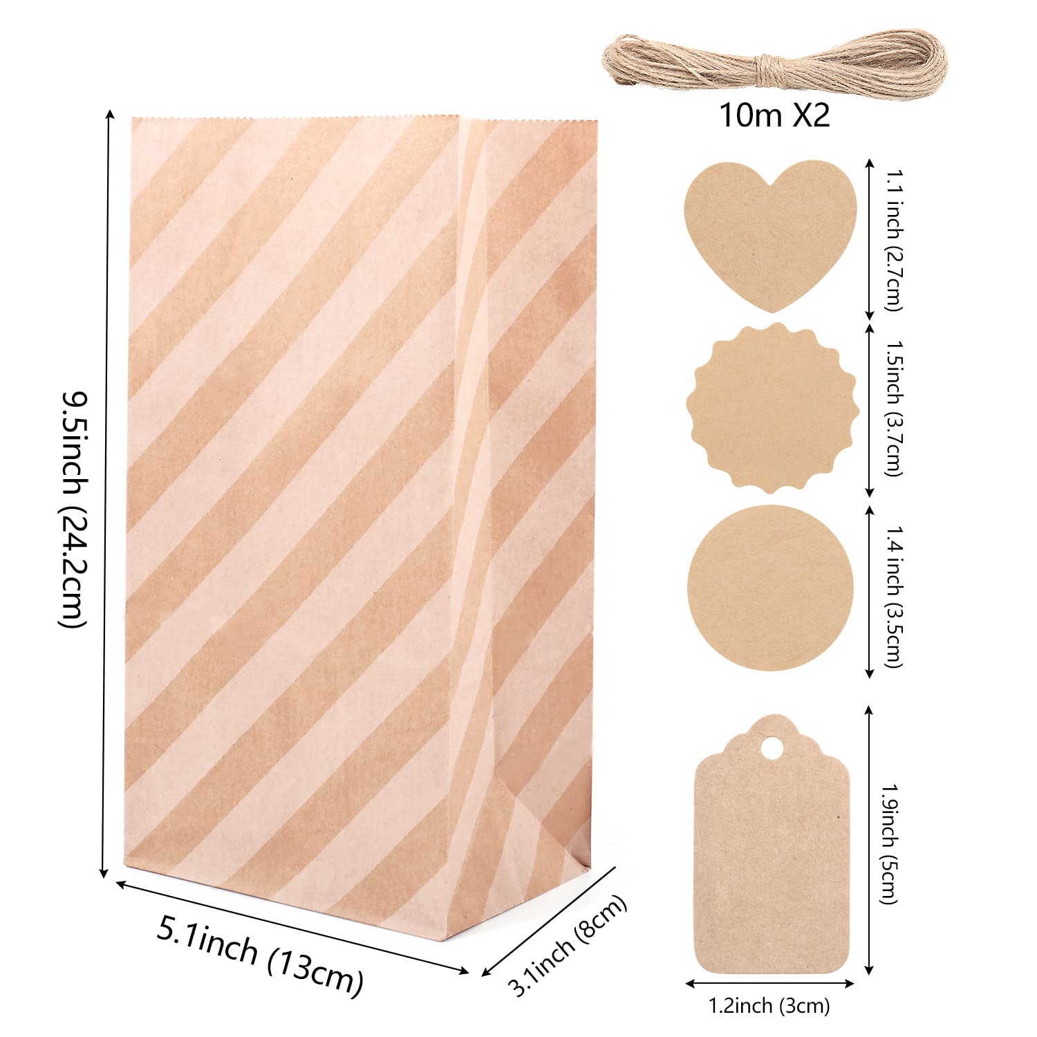 30-Pack Kraft Paper Treat Bags for Parties – 5.1x3.1x9.5 Inch Brown Snack Bags for Bakery, Candies, Desserts, Cookies – Bulk Eco-Friendly Favor Bags for Birthday, Wedding, Baby Shower & Graduation Events – Perfect for Candy Buffets, Gift Packaging and Party Decorations