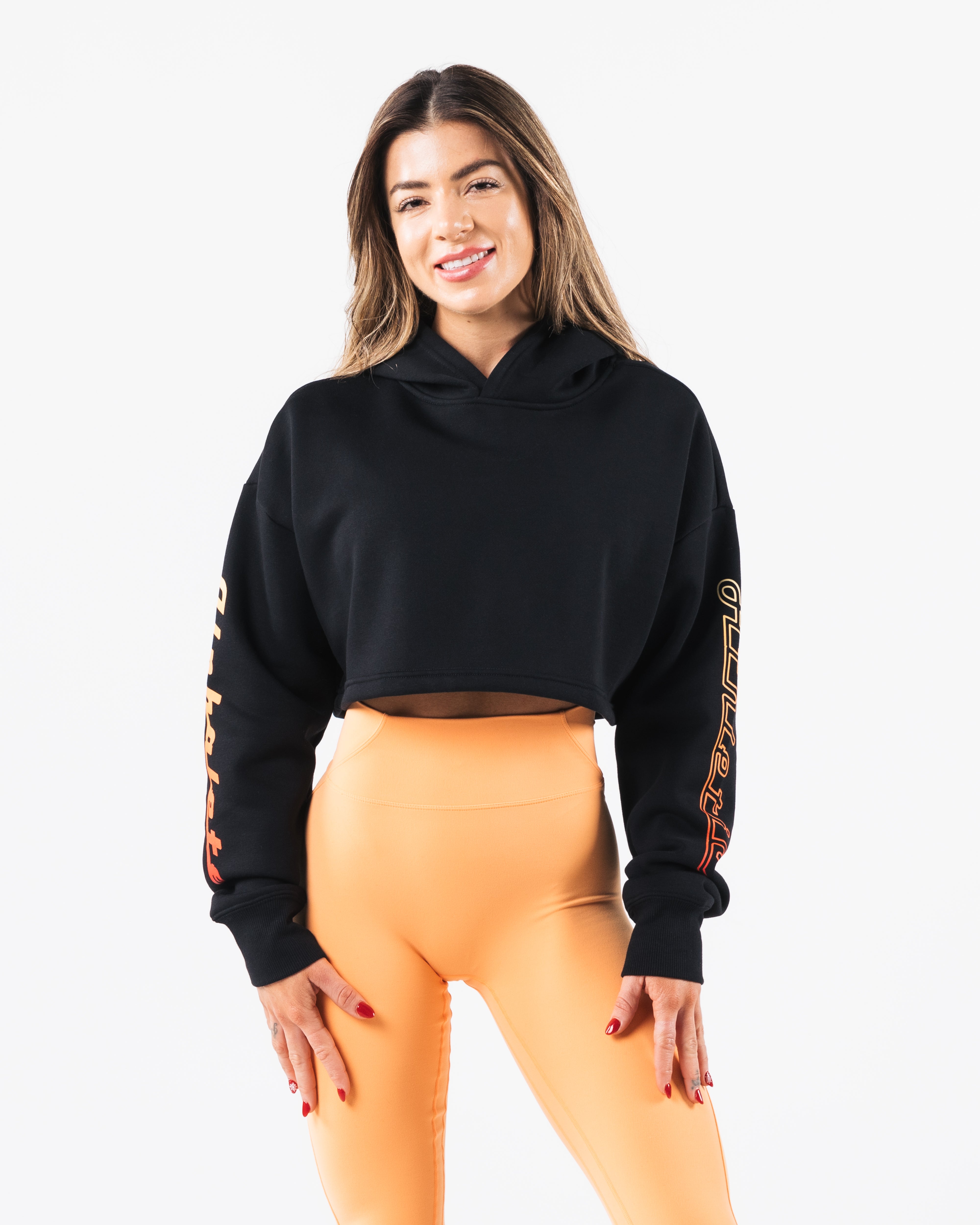 Trilogy Crop Hoodie for Women - Black Zip Up Sweatshirt | Casual Streetwear & Gym Wear