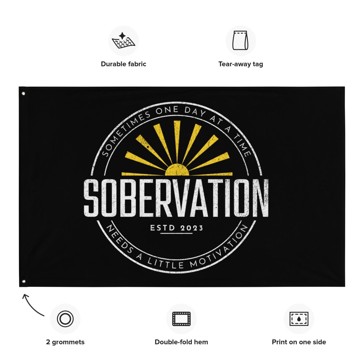 Custom Printed Sobriety Flag - Personalized Motivational Recovery Banner for AA Meetings & Sober Living Homes
