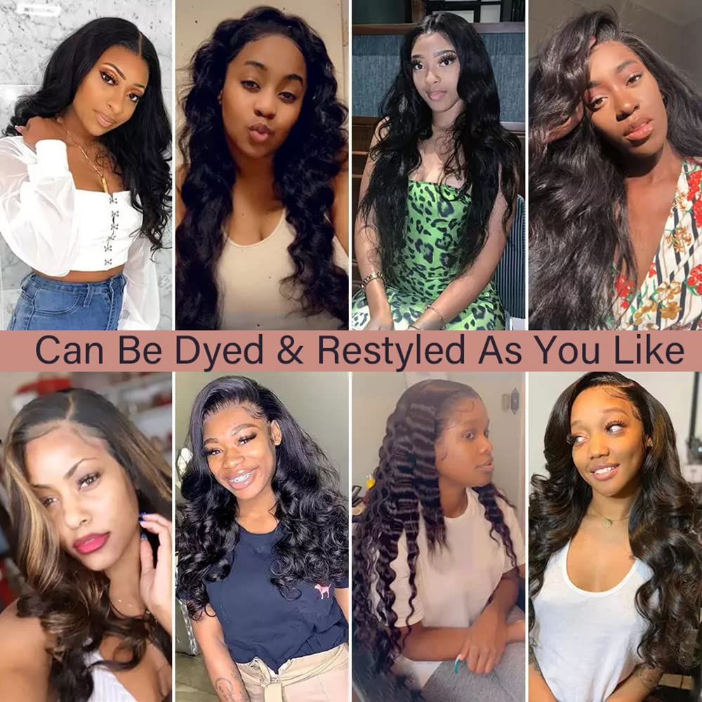 13x6 HD Lace Front Wigs 100% Brazilian Virgin Human Hair - 26 Inch Body Wave Natural Black Pre Plucked Wig with Baby Hair & 180% Density for Black Women | Perfect for Daily Wear, Special Occasions & Protective Styling