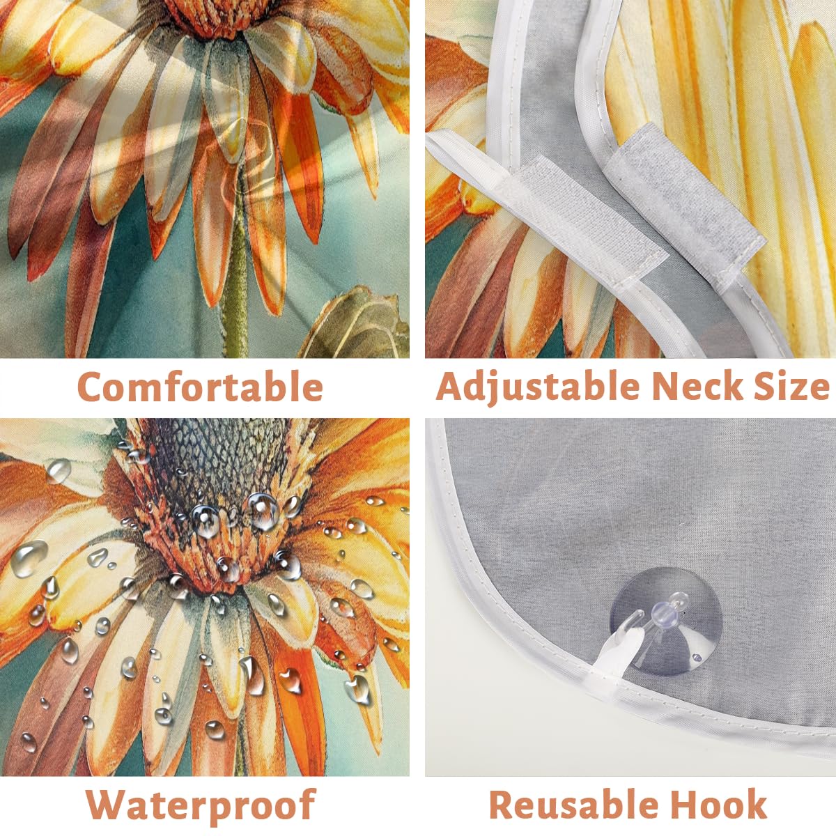 Men's Watercolor Daisy Flower Shaving Bib - Barber Apron for Beard Trimming & Hair Dye Protection, Artist Makeup Cape, Sink Hair Catcher - Perfect for Home Grooming, Salon Use & DIY Hair Coloring