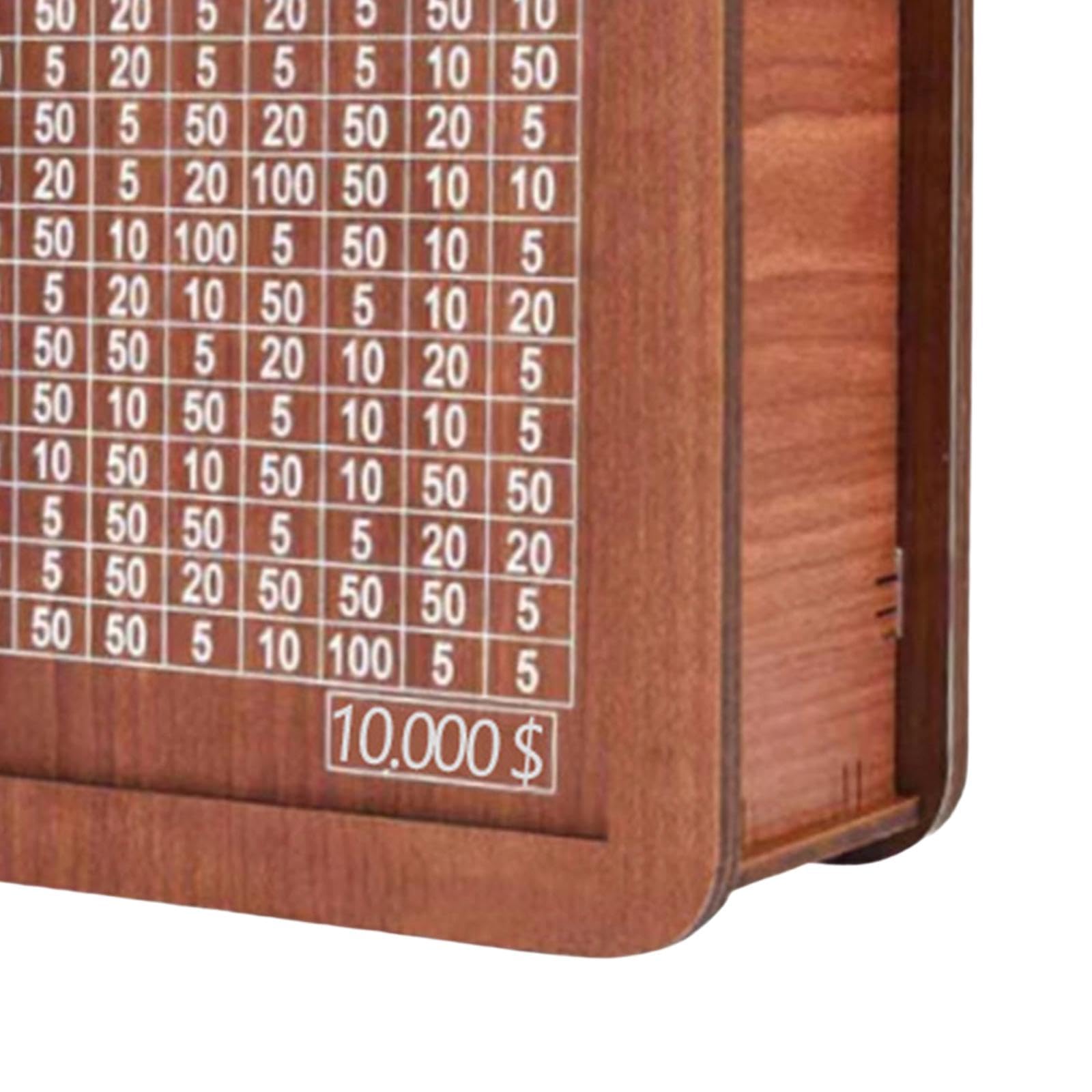 10000 Dollar Wooden Cash Vault Savings Box - Money Saving Challenge Box for Adults with Target Numbers - Perfect for Cash Gifts, Budgeting & Financial Goals (Cash Saver, Money Box, Cashbox)