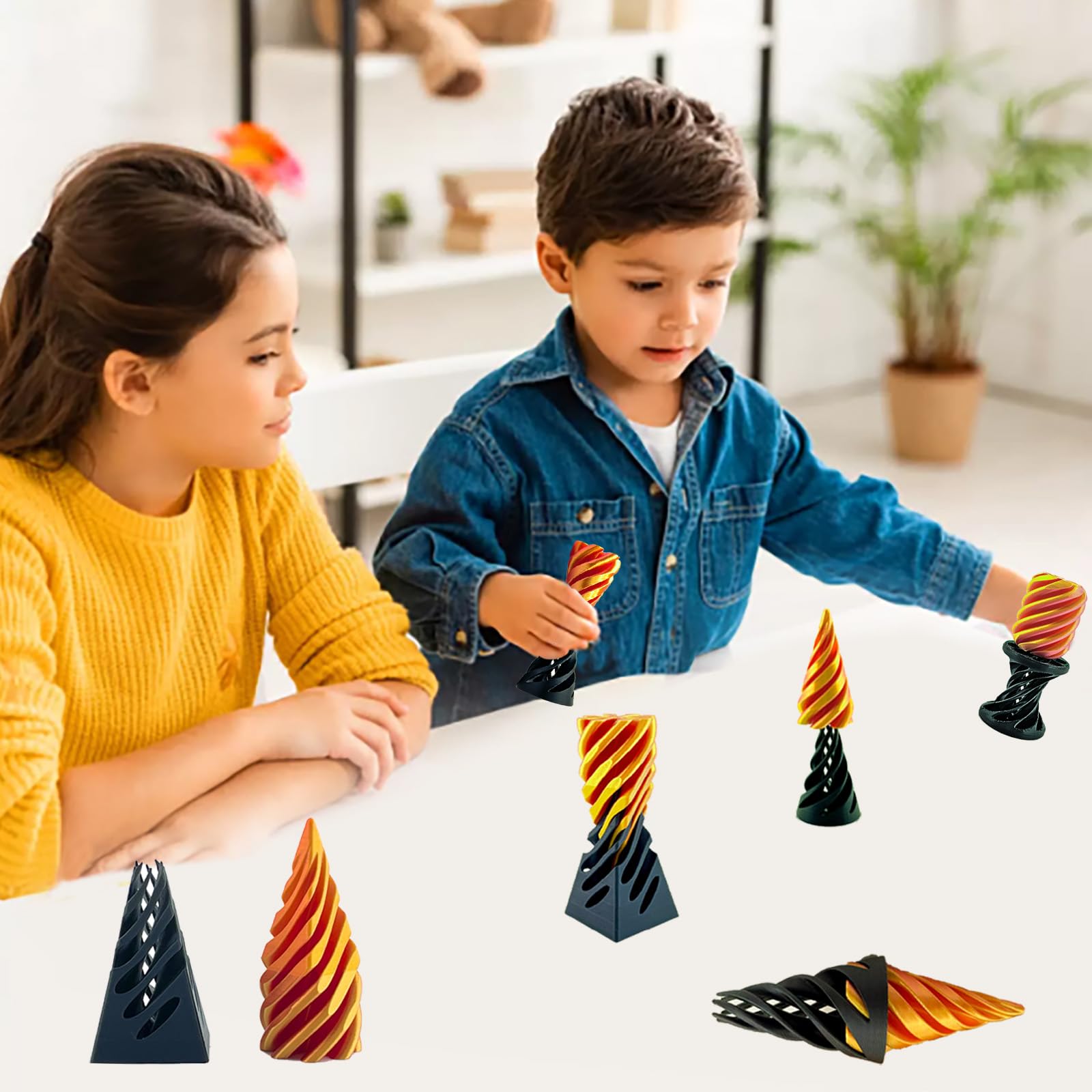 3 Packs Impossible Cone Fidget Toy - 3D Printed Spiral Cone, Pyramid Passthrough Sensory Toy for Anxiety Relief & Stress Relaxation - Mini Vortex Thread Illusion Desk Decor - Perfect for Office, Home, Travel & ADHD Focus Aid