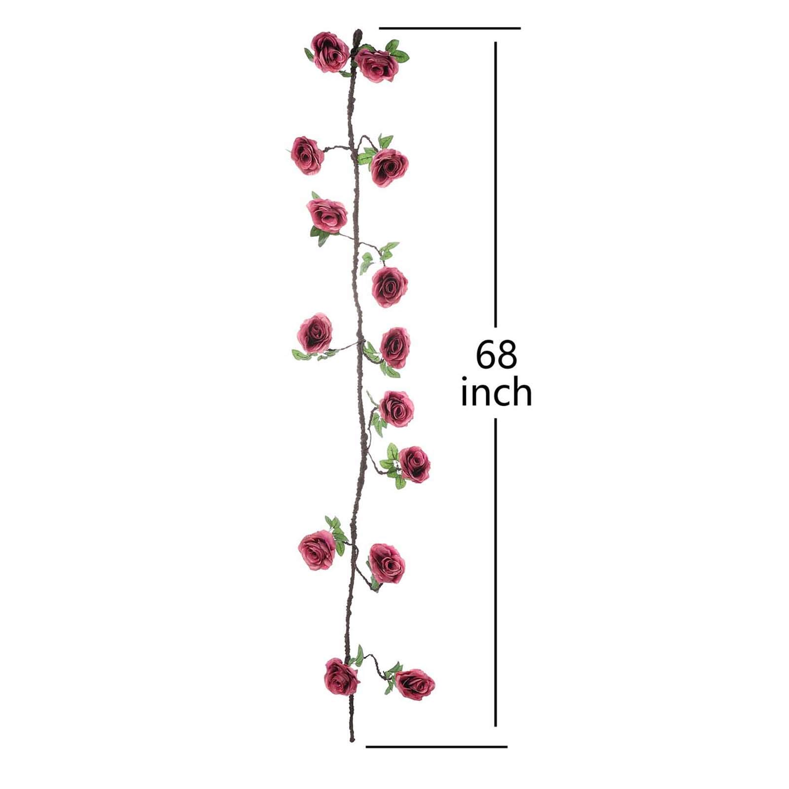 6FT Dusty Rose Silk Flower Garland with Leaves - Wedding Centerpiece, Bouquet, Party Decor for Aisle, Arch, Table Arrangements - Wholesale Bulk Supplies