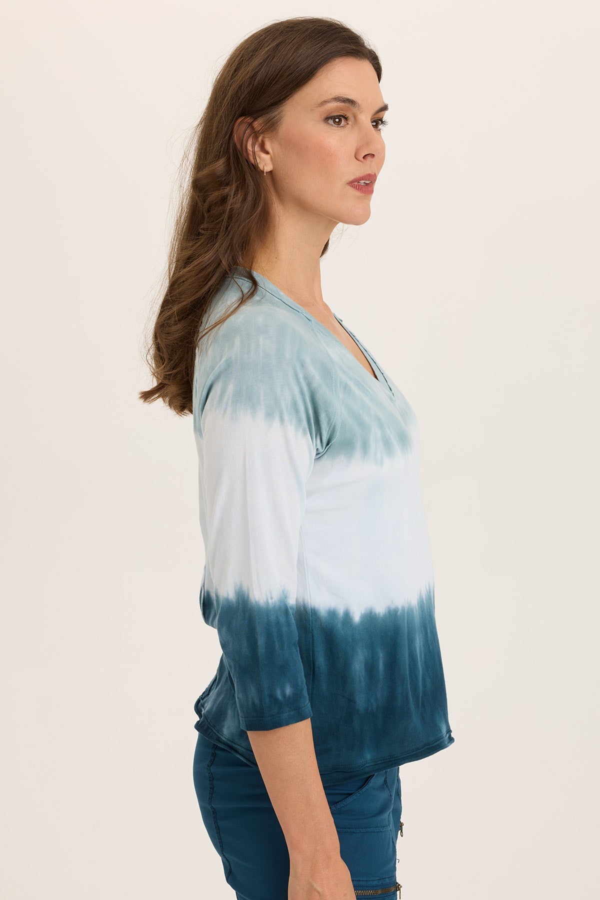 Maven Jersey 3/4 Sleeve V-Neck T-Shirt for Women - Soft Cotton Casual Top for Everyday Wear, Work & Outfits