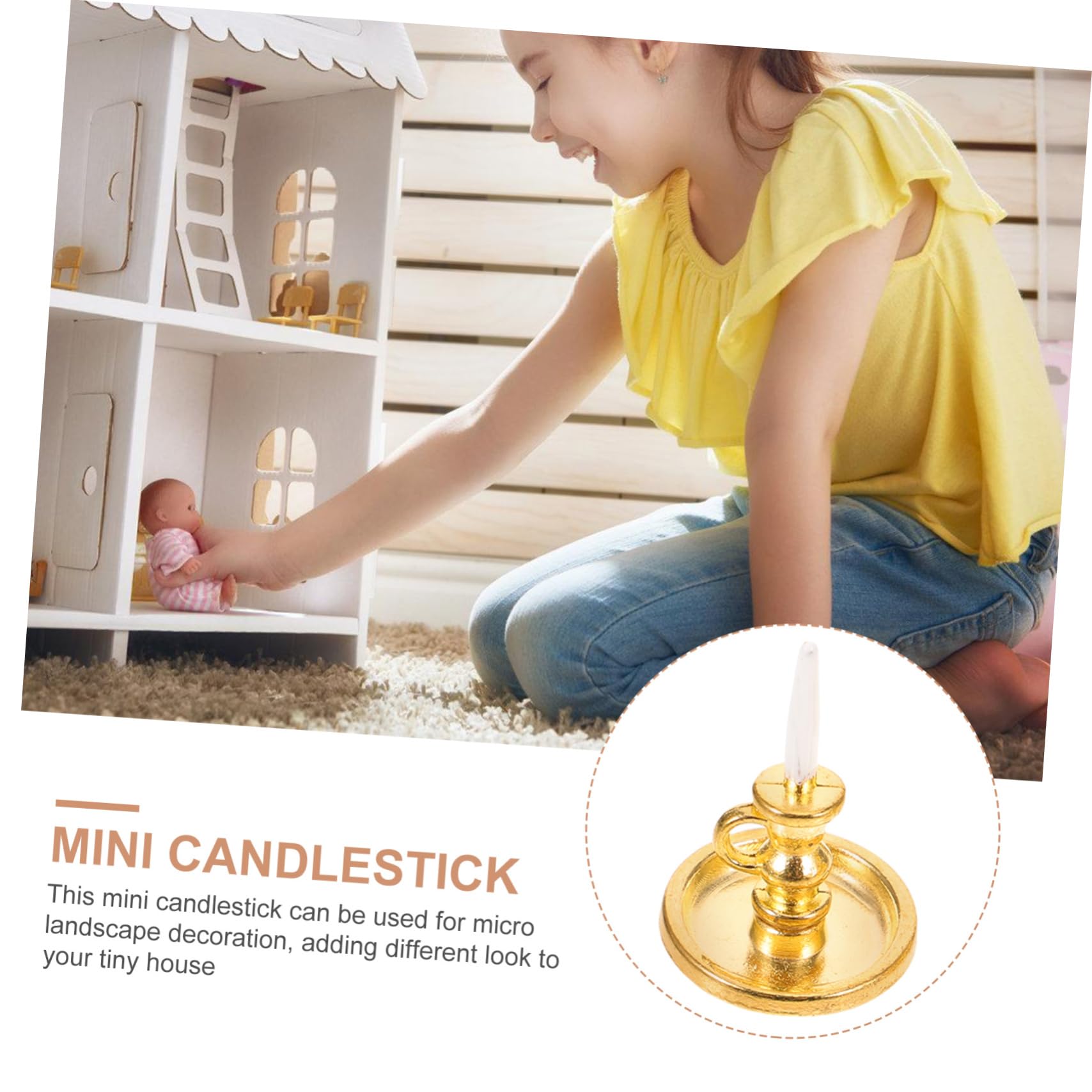 Hoement 2-Pack Miniature Candle Holders - 1:12 Scale Dollhouse Furniture with Fake Candles - Alloy Metal Decor for Dollhouse, Fairy Garden, and Christmas Village Displays - Perfect for DIY Miniature Scenes and Home Decor