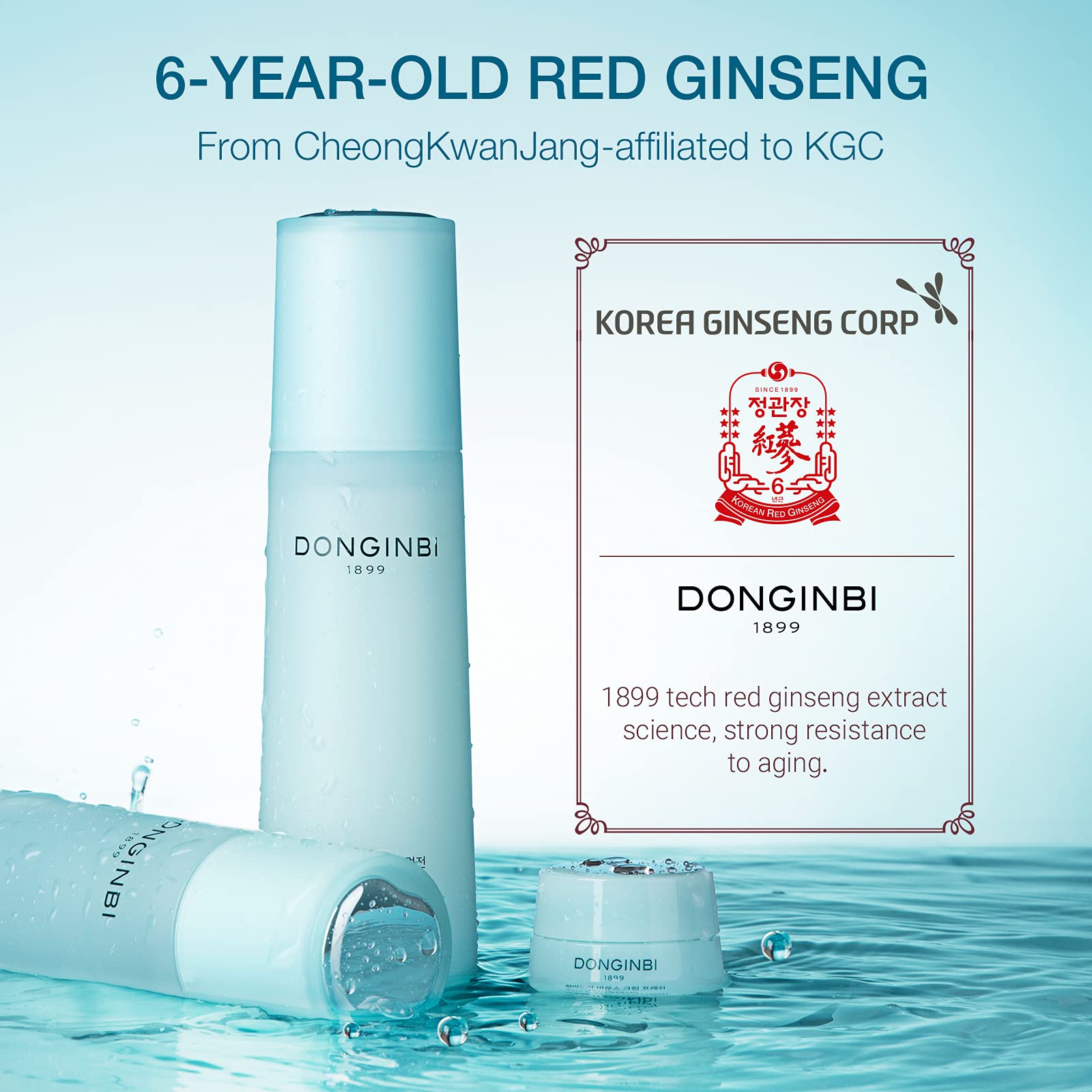Donginbi Hydra Bounce Skin Care Set - Red Ginseng & Hyaluronic Acid Face Toner, Lotion & Moisturizer for Soft, Hydrated Skin | Korean Skincare Routine for Day & Night Use