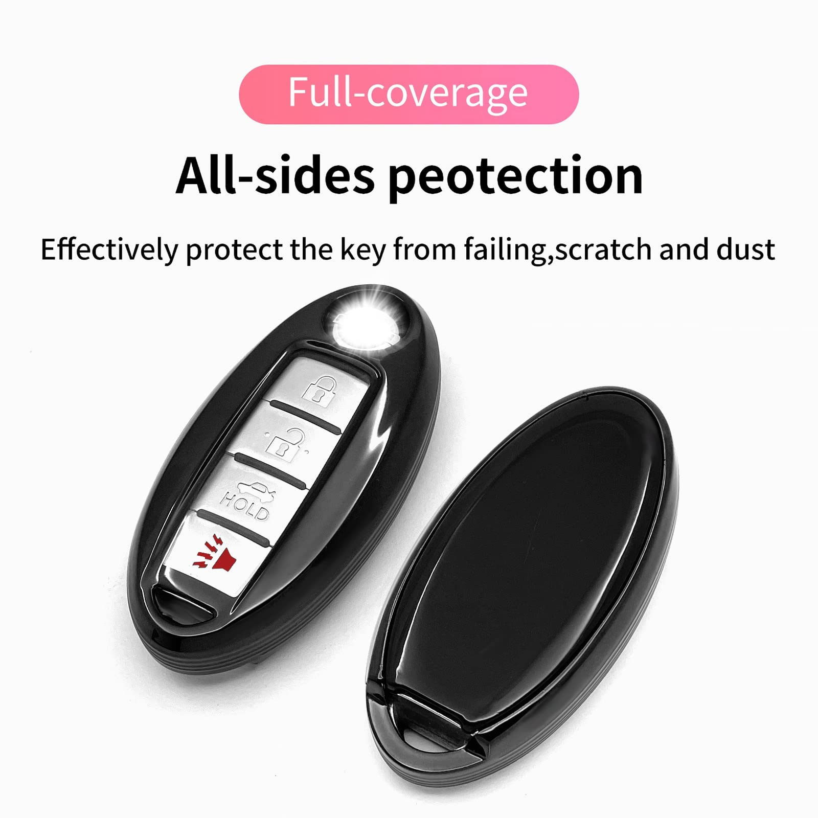 Premium TPU Key Case & Key Chain Set for Nissan/Infiniti - Compatible with Maxima, Qashqai, Pathfinder, Sylphy, QX60, Murano, FX50, Sunny (3/4/5 Buttons) - Durable Protection & Stylish Accessory for Car Keys - Perfect for Daily Use, Travel & Gift Giving
