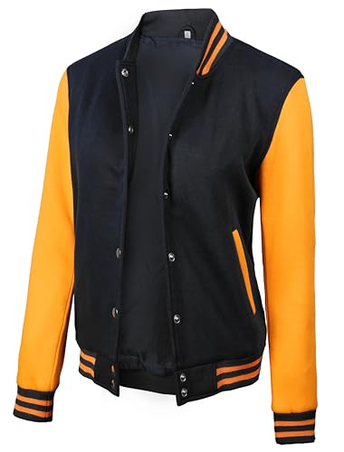 Womens Black and Yellow Varsity Jacket