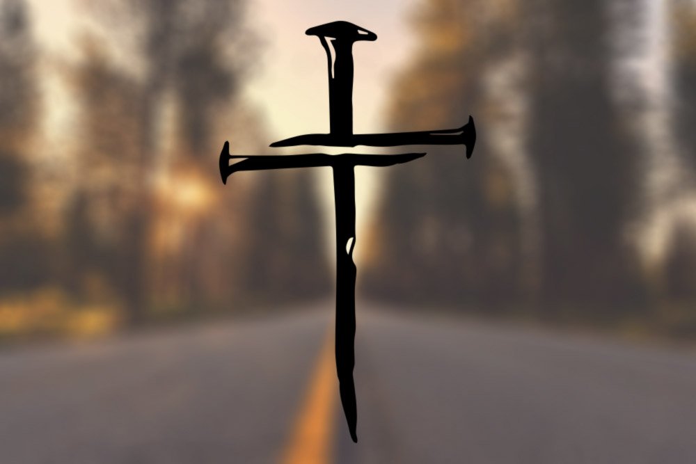 Religious Cross Nails Jesus Vinyl Decal Sticker - Waterproof for Car, Truck, Laptop, Phone - Multiple Sizes Available - Perfect for Christian Faith Expression & Personalizing Your Belongings