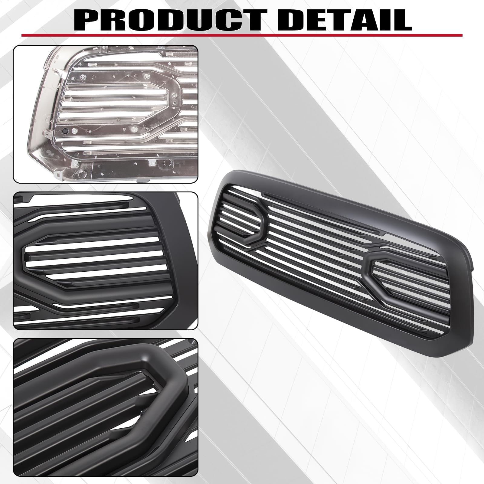 HECASA Front Big Horn Grille Replacement for 2013-2018 Dodge RAM 1500 | Black Shell Design (Without Light) | Durable & Stylish Upgrade for Off-Road & Daily Driving