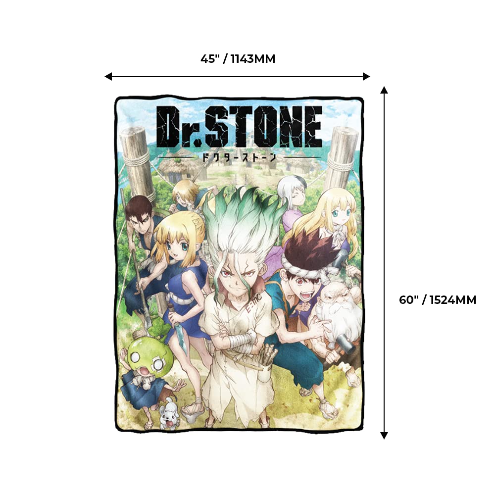**Just Funky Dr. Stone Kingdom of Science Fleece Throw Blanket – 45